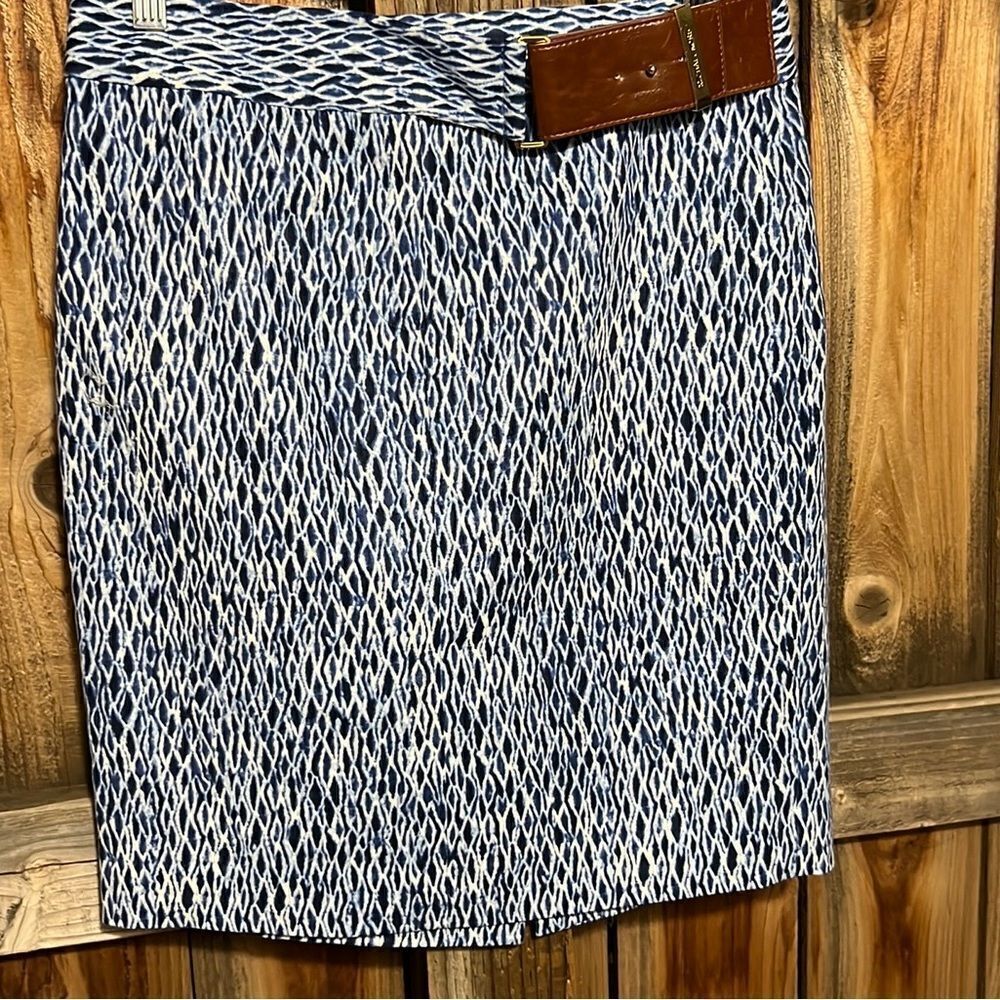 Michael Michael Kors skirt geometric blue white partial belt 4